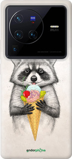 Силиконовый чехол Енотик с мороженым для Vivo X80 Pro - 4602u-2630 изображение 