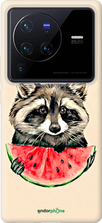 Силиконовый чехол Енотик с арбузом для Vivo X80 Pro - 4605u-2630 изображение 