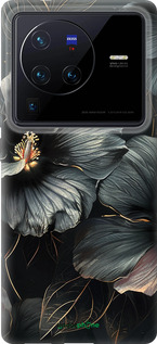 Силиконовый чехол Черные цветы для Vivo X80 Pro - 6031u-2630 изображение 