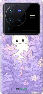 Силиконовый чехол Котик в цветах для Vivo X80 Pro - 6390u-2630 изображение 