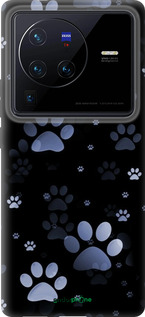 Силиконовый чехол С синими отпечатками лап для Vivo X80 Pro - 6441u-2630 изображение 