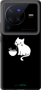 Силиконовый чехол С милым котом на черном фоне для Vivo X80 Pro - 6528u-2630 изображение 