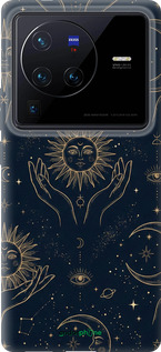 Силиконовый чехол Celestial Harmony: Sun & Moon Gold Mystic Pattern для Vivo X80 Pro - 6778u-2630 изображение 