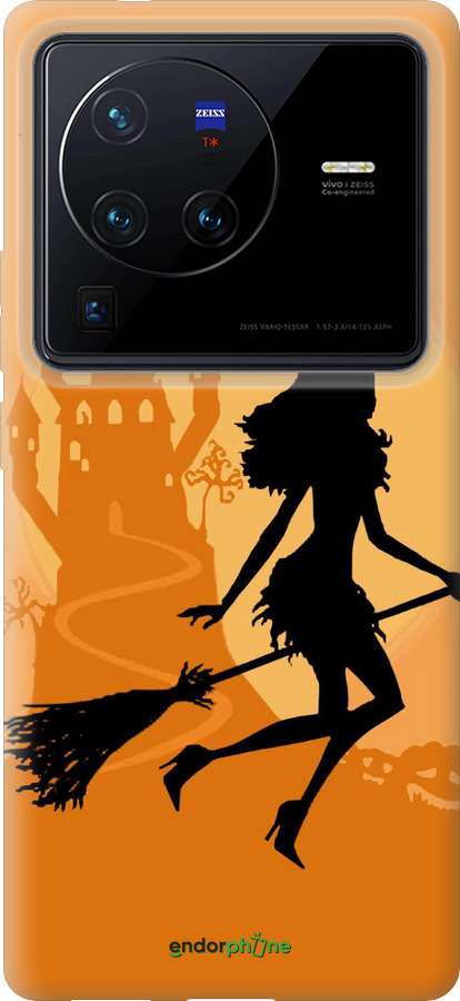 Силиконовый чехол Ведьма на метле для Vivo X80 Pro - 1184u-2630 изображение 