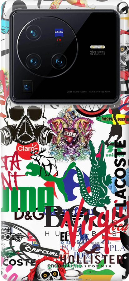 Силиконовый чехол Many different logos для Vivo X80 Pro - 4022u-2630 изображение 