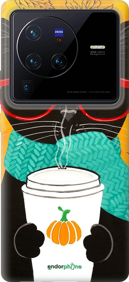 Силиконовый чехол Осенний кот для Vivo X80 Pro - 4026u-2630 изображение 