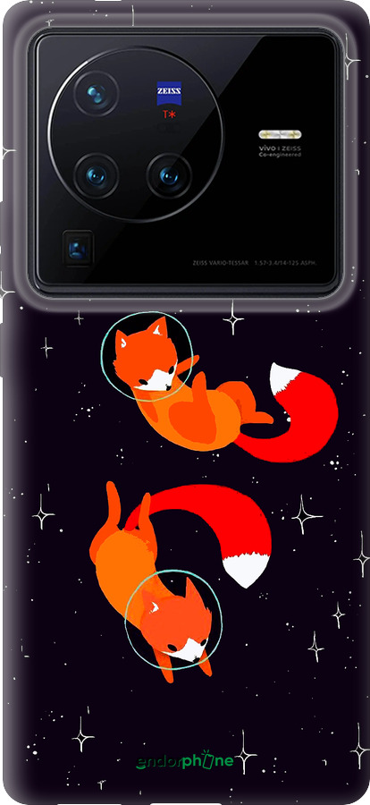 Силиконовый чехол Лисички в космосе для Vivo X80 Pro - 4519u-2630 изображение 