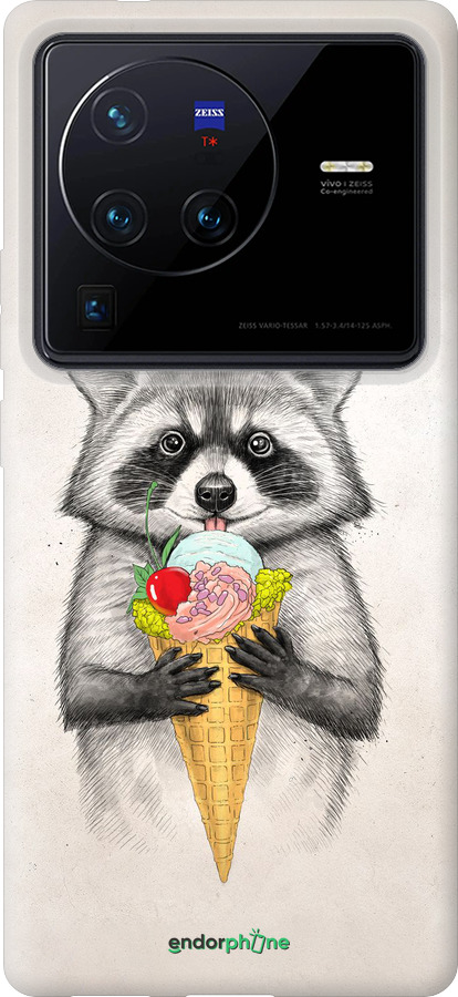 Силиконовый чехол Енотик с мороженым для Vivo X80 Pro - 4602u-2630 изображение 