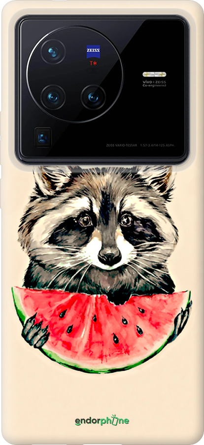 Силиконовый чехол Енотик с арбузом для Vivo X80 Pro - 4605u-2630 изображение 