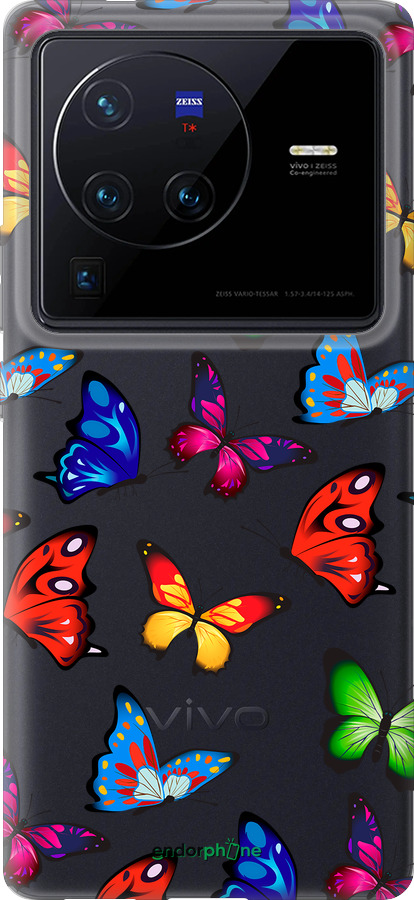 Силиконовый чехол Красочные мотыльки для Vivo X80 Pro - 4761u-2630 изображение 
