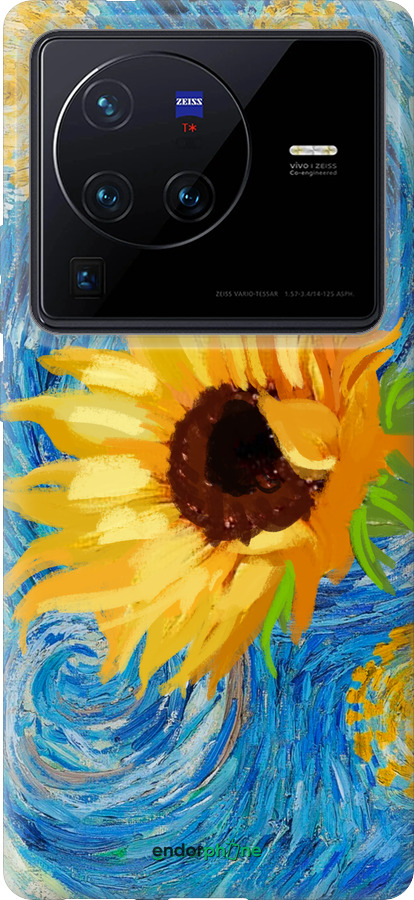 Силіконовий чехол Квіти жовто-блакитні  для Vivo X80 Pro - 5308u-2630 изображение 