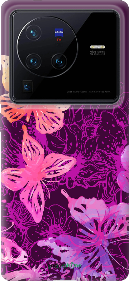 Силиконовый чехол Бабочки v2 для Vivo X80 Pro - 5475u-2630 изображение 