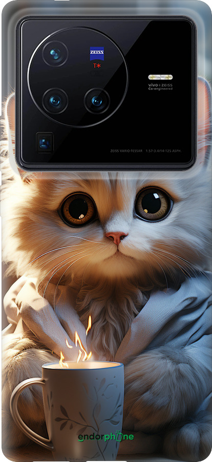 Силіконовий чехол Білий кіт для Vivo X80 Pro - 5646u-2630 изображение 