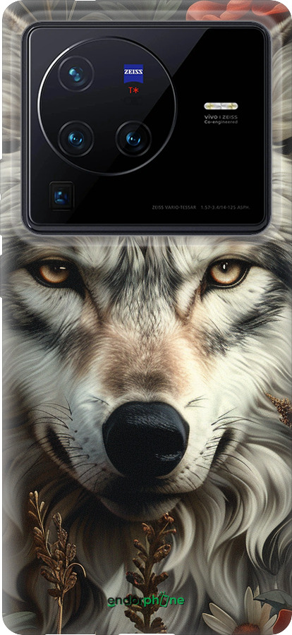 Силиконовый чехол Волчий взгляд для Vivo X80 Pro - 6066u-2630 изображение 