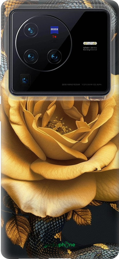 Силиконовый чехол Black snake and golden rose для Vivo X80 Pro - 6068u-2630 изображение 