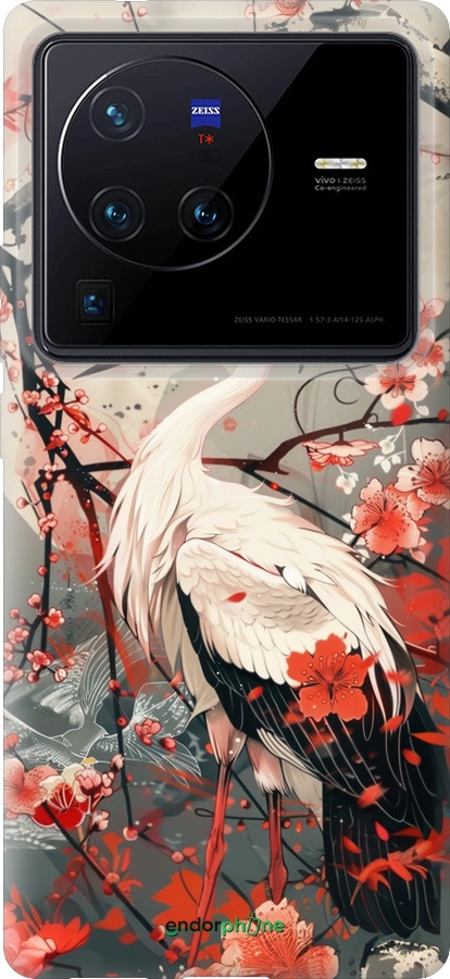 Силиконовый чехол Аист в цвету сакуры для Vivo X80 Pro - 6109u-2630 изображение 