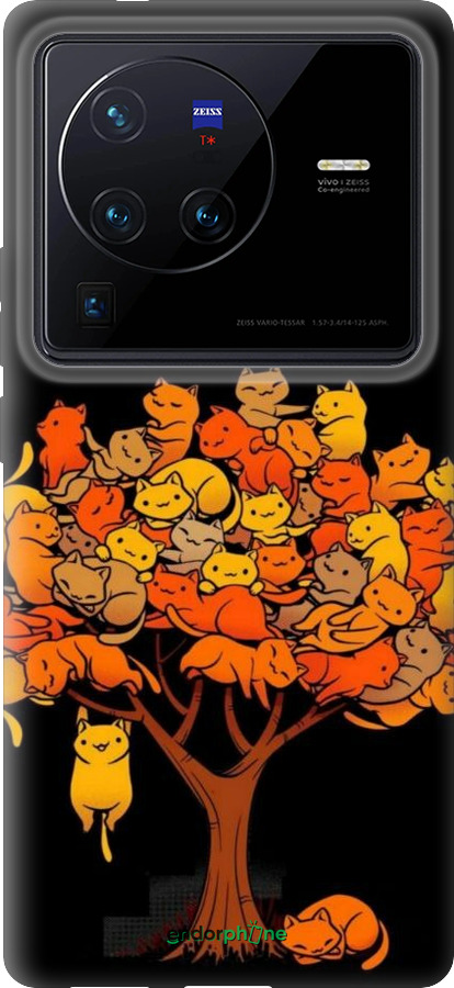 Силиконовый чехол Дерево и котики для Vivo X80 Pro - 6516u-2630 изображение 