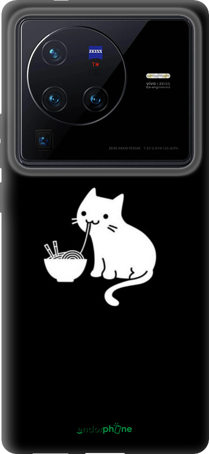 Силиконовый чехол С милым котом на черном фоне для Vivo X80 Pro - 6528u-2630 изображение 