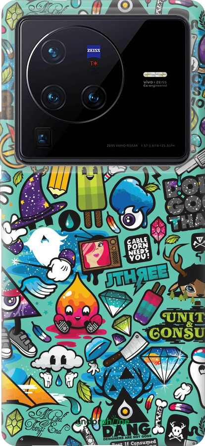 Силиконовый чехол Стикер бомбинг 1 для Vivo X80 Pro - 693u-2630 изображение 