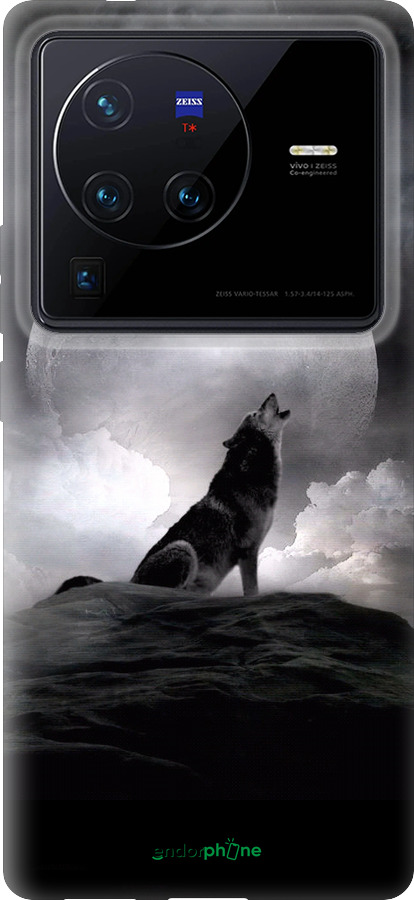 Силиконовый чехол Воющий волк для Vivo X80 Pro - 934u-2630 изображение 