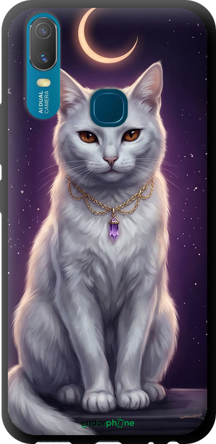 TPU чехол Mystic White Cat Gothic Dark Purple Gold для Vivo Y11 - 6805b-629 изображение 