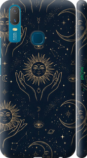3D пластиковый матовый чехол Celestial Harmony: Sun & Moon Gold Mystic Pattern для Vivo Y11 - 6778m-629 изображение 