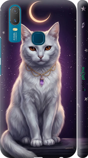 3D пластиковый матовый чехол Mystic White Cat Gothic Dark Purple Gold для Vivo Y11 - 6805m-629 изображение 