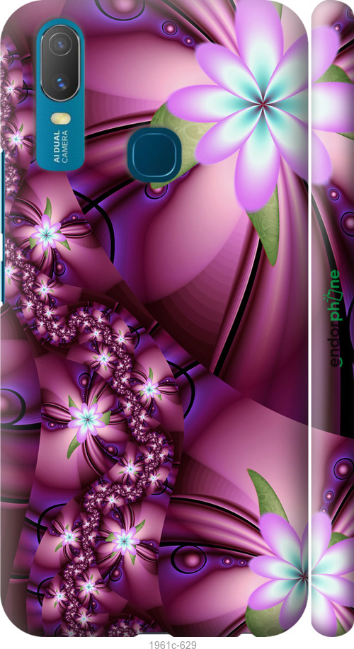 

3D пластиковий матовий чохол "Квіткова мозаїка" для Vivo Y11, Рожевий