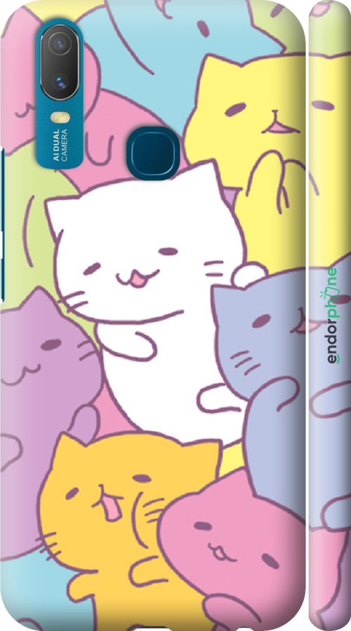 

3D пластиковий матовий чохол "Кошенята " для Vivo Y11, Білий