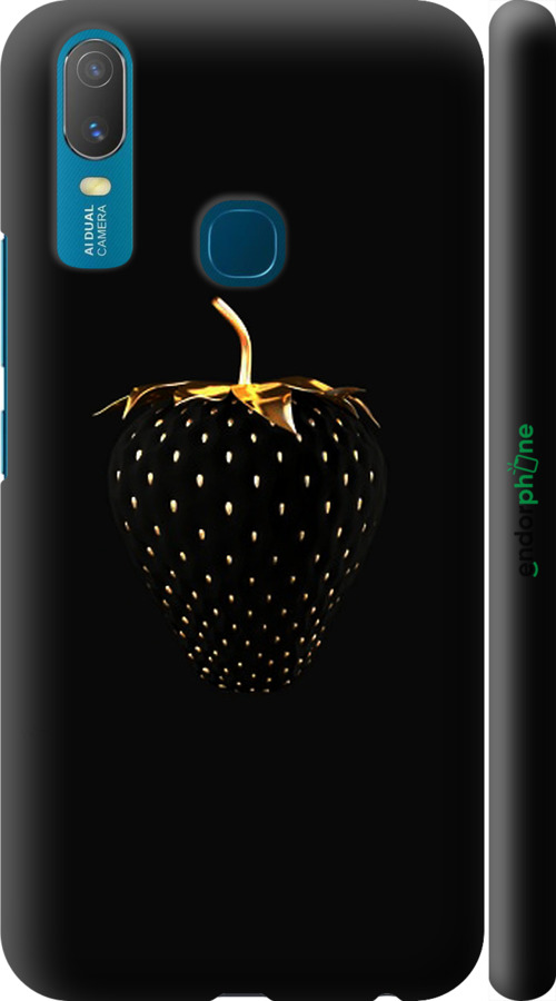 

3D пластиковий матовий чохол "Чорна полуниця" для Vivo Y11, Чорний