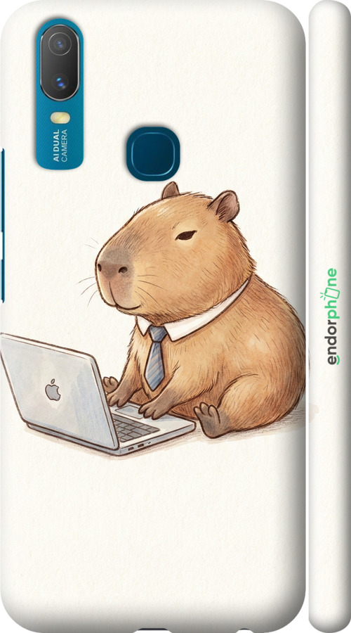 3D пластиковый матовый чехол Funny Capybara CEO Working для Vivo Y11 - 6777m-629 изображение 