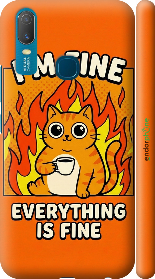 3D пластиковий матовий чехол Funny Cat для Vivo Y11 - 6786m-629 изображение 