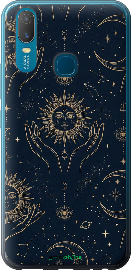 2D пластиковый чехол Celestial Harmony: Sun & Moon Gold Mystic Pattern для Vivo Y11 - 6778t-629 изображение 