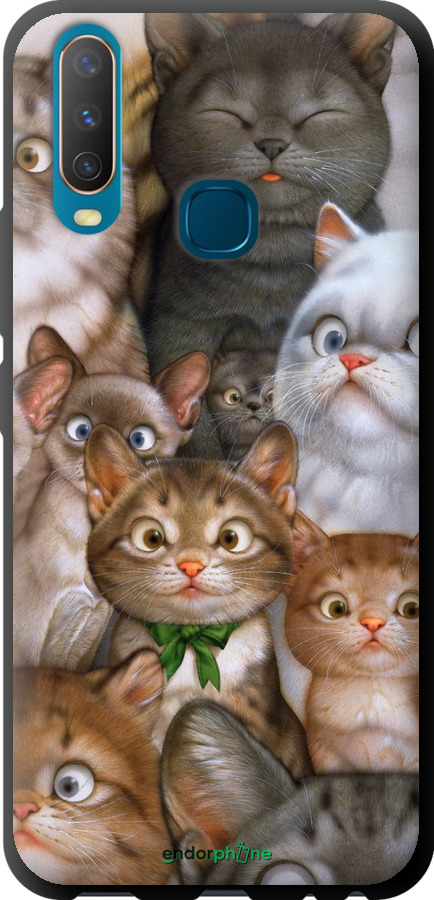 

TPU чорний чохол "Коти" для Vivo Y17
