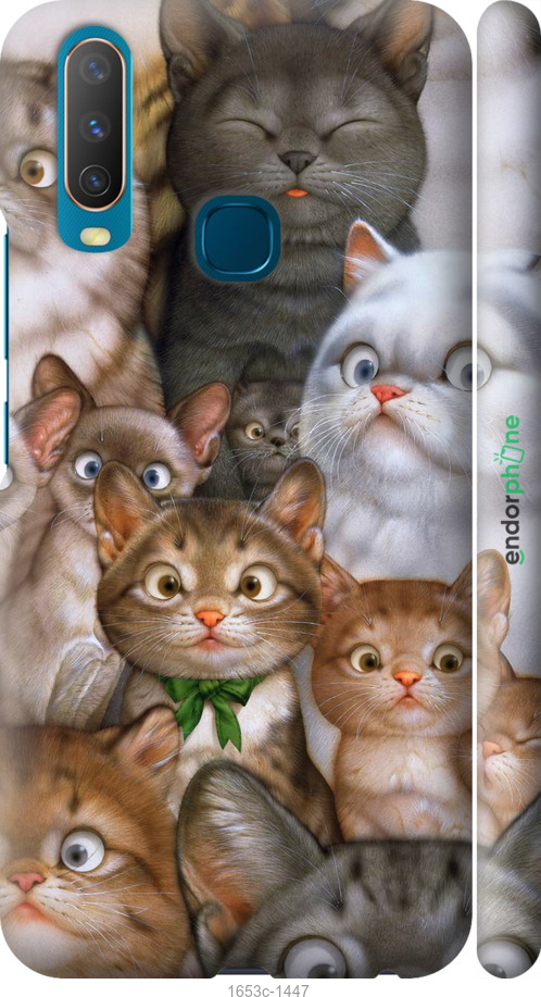 

3D пластиковий матовий чохол "Коти" для Vivo Y17