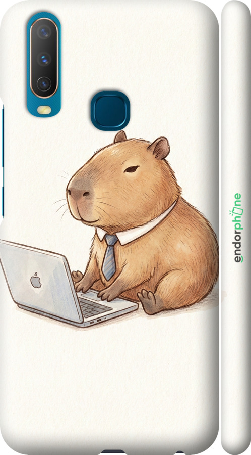 3D пластиковый матовый чехол Funny Capybara CEO Working для Vivo Y17 - 6777m-1447 изображение 