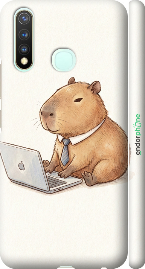 3D пластиковый матовый чехол Funny Capybara CEO Working для Vivo Y19 - 6777m-630 изображение 