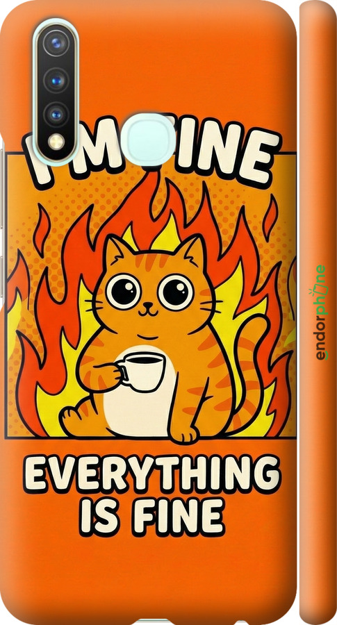 3D пластиковый матовый чехол Funny Cat для Vivo Y19 - 6786m-630 изображение 