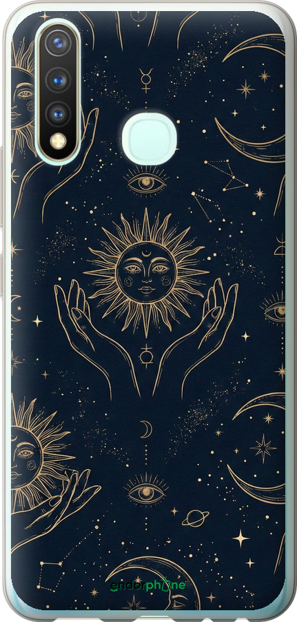 Силіконовий чехол Celestial Harmony: Sun & Moon Gold Mystic Pattern для Vivo Y19 - 6778u-630 изображение 