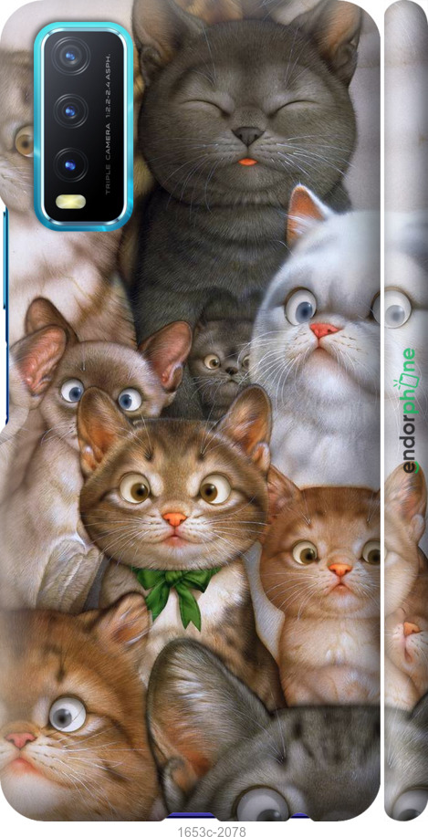 

3D пластиковий матовий чохол "Коти" для Vivo Y20