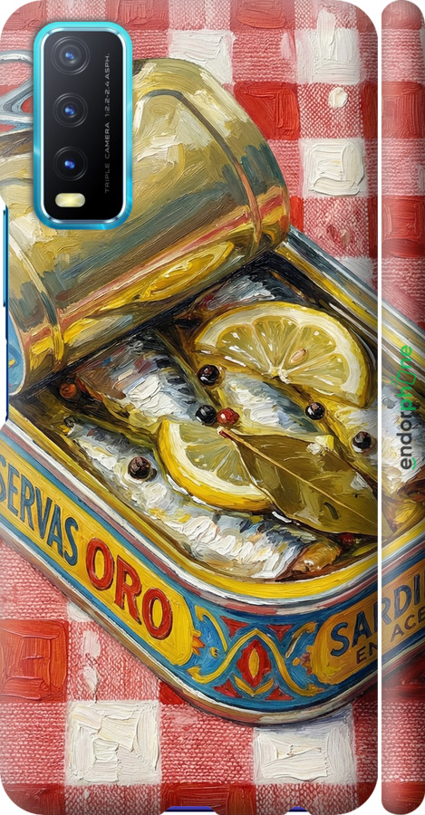 3D пластиковый матовый чехол Vintage Sardine Tin Phone для Vivo Y20 - 6772m-2078 изображение 