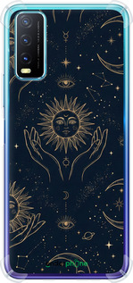 Силіконовий протиударний с посиленими кутами чехол Celestial Harmony: Sun & Moon Gold Mystic Pattern для Vivo Y20 - 6778sp-2078 изображение 