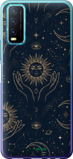 2D пластиковий чехол Celestial Harmony: Sun & Moon Gold Mystic Pattern для Vivo Y20 - 6778t-2078 изображение 
