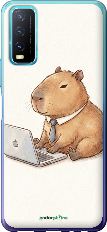 Силиконовый чехол Funny Capybara CEO Working для Vivo Y20 - 6777u-2078 изображение 