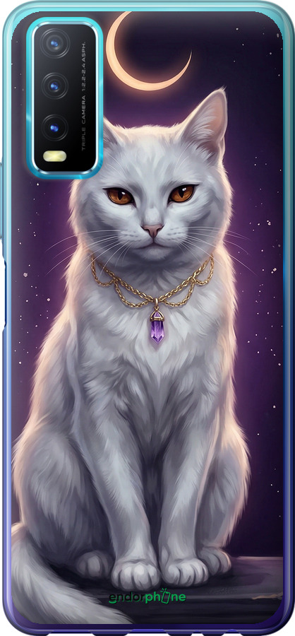 Силиконовый чехол Mystic White Cat Gothic Dark Purple Gold для Vivo Y20 - 6805u-2078 изображение 