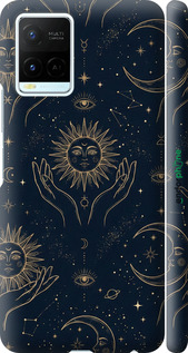3D пластиковий матовий чехол Celestial Harmony: Sun & Moon Gold Mystic Pattern для Vivo Y21s - 6778m-2550 изображение 