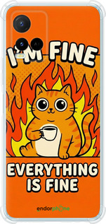 Силикон с усиленными углами чехол 'Funny Cat' для Vivo Y21 изображение 5