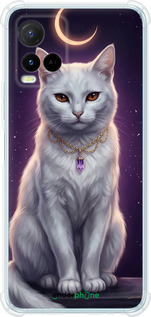 Силикон с усиленными углами чехол Mystic White Cat Gothic Dark Purple Gold для Vivo Y21 - 6805sp-669 изображение 