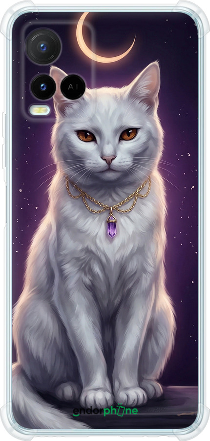 Силикон с усиленными углами чехол Mystic White Cat Gothic Dark Purple Gold для Vivo Y21 - 6805sp-669 изображение 