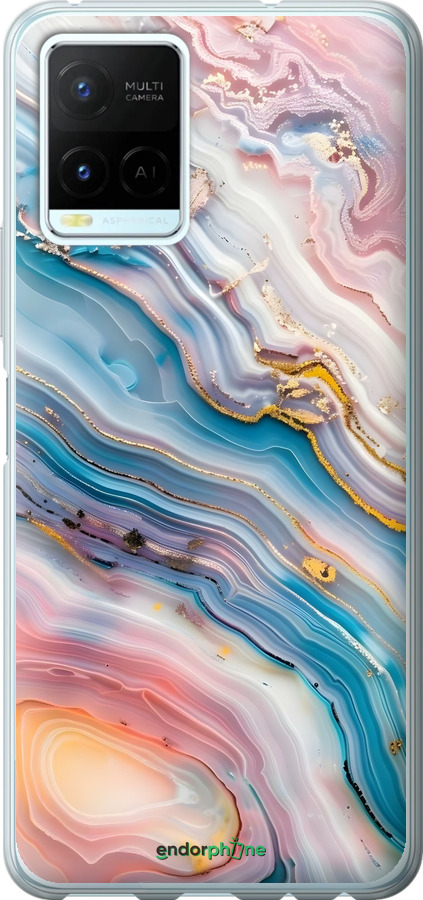 Силиконовый чехол Мрамор красивый для Vivo Y21s - 6376u-2550 изображение 